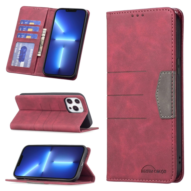 For iPhone 13 Pro Magnetic Splicing Leather Phone Case