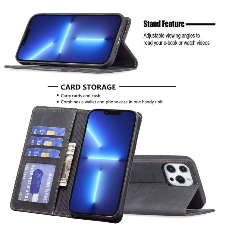 For iPhone 13 Pro Magnetic Splicing Leather Phone Case