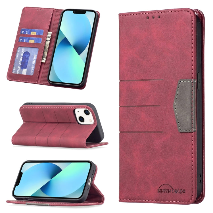 For iPhone 13 Magnetic Splicing Leather Phone Case