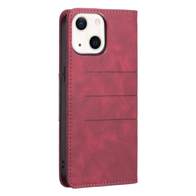 For iPhone 13 Magnetic Splicing Leather Phone Case