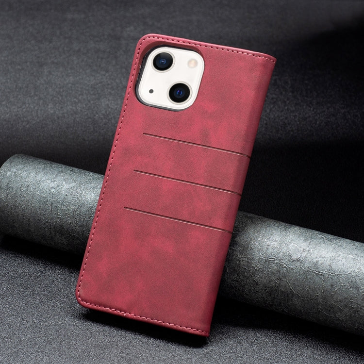 For iPhone 13 Magnetic Splicing Leather Phone Case
