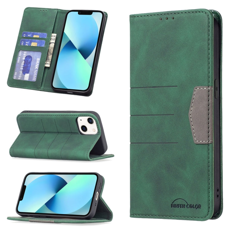 For iPhone 13 Magnetic Splicing Leather Phone Case