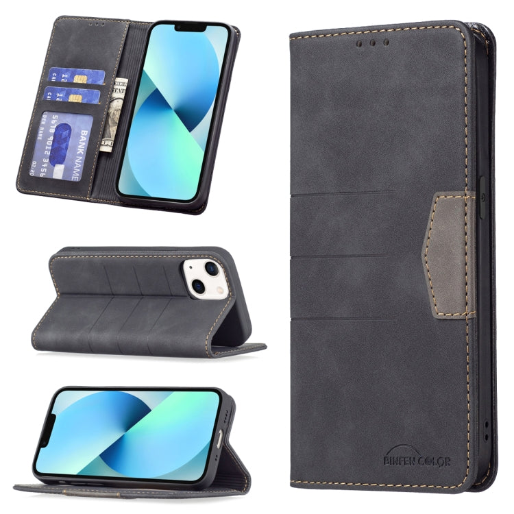 For iPhone 13 Magnetic Splicing Leather Phone Case