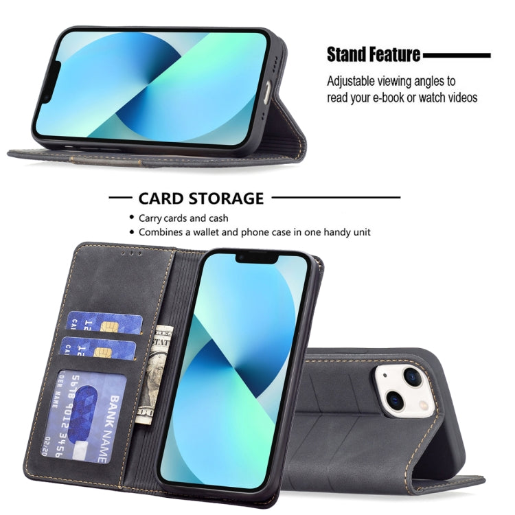 For iPhone 13 Magnetic Splicing Leather Phone Case