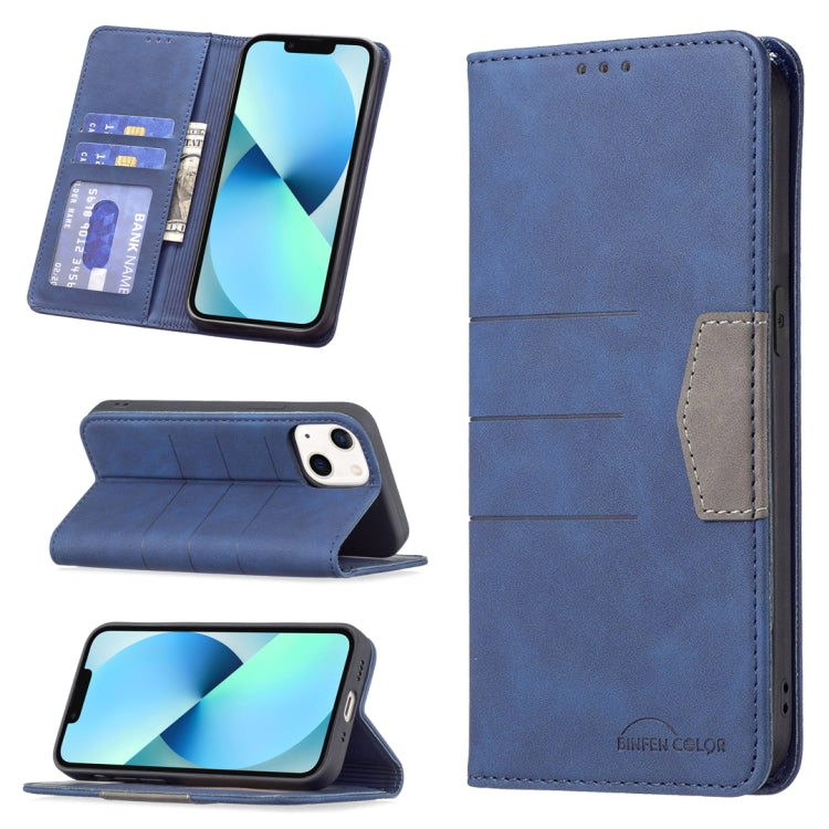 For iPhone 13 Magnetic Splicing Leather Phone Case