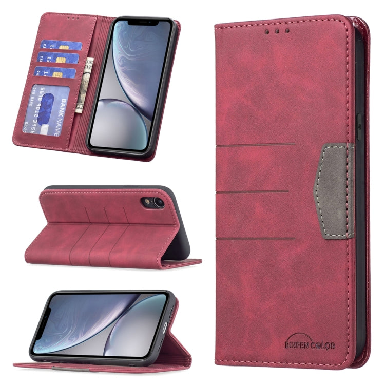 For iPhone XR Magnetic Splicing Leather Phone Case