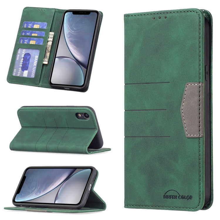 For iPhone XR Magnetic Splicing Leather Phone Case