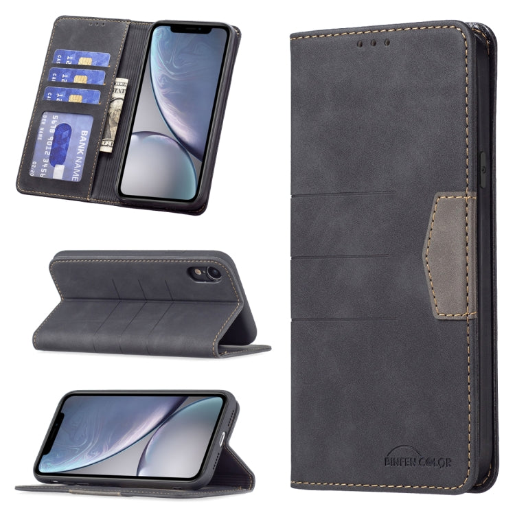 For iPhone XR Magnetic Splicing Leather Phone Case