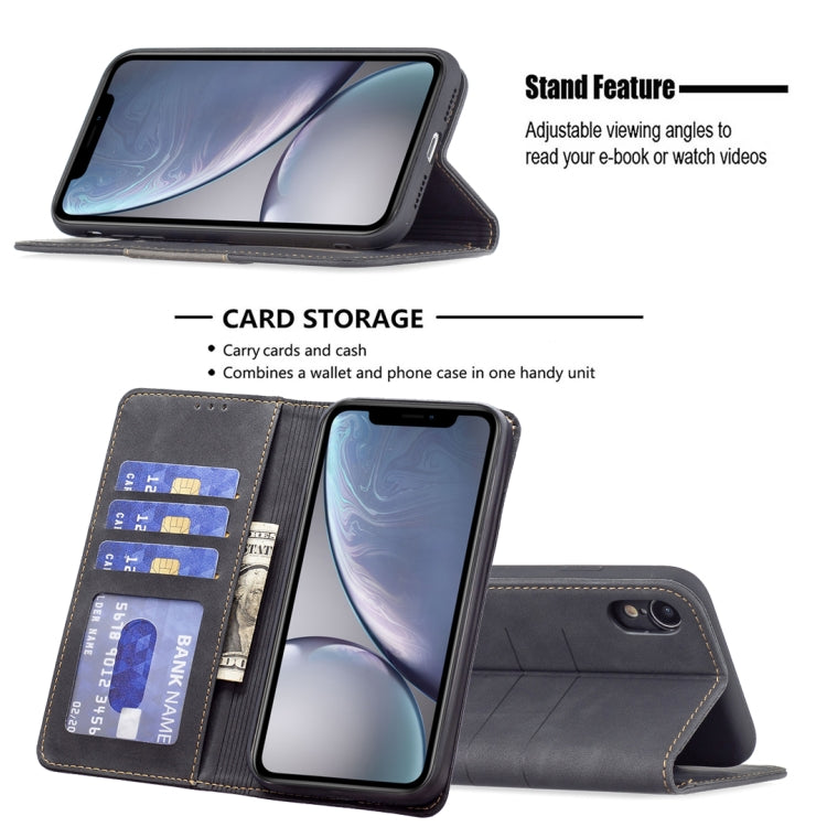 For iPhone XR Magnetic Splicing Leather Phone Case
