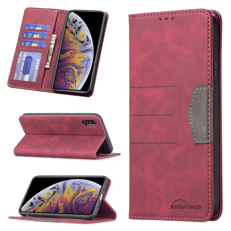 For iPhone X / XS Magnetic Splicing Leather Phone Case