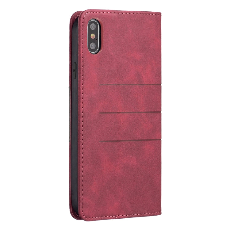 For iPhone X / XS Magnetic Splicing Leather Phone Case