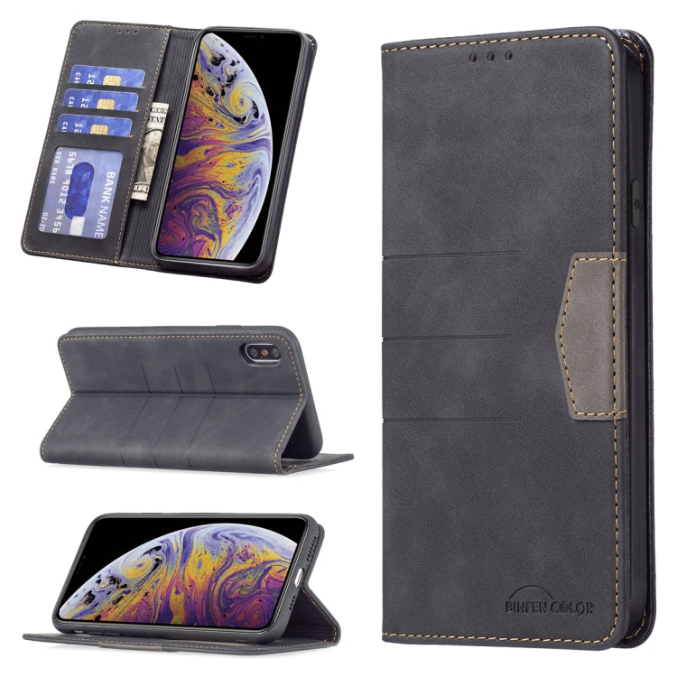 For iPhone X / XS Magnetic Splicing Leather Phone Case