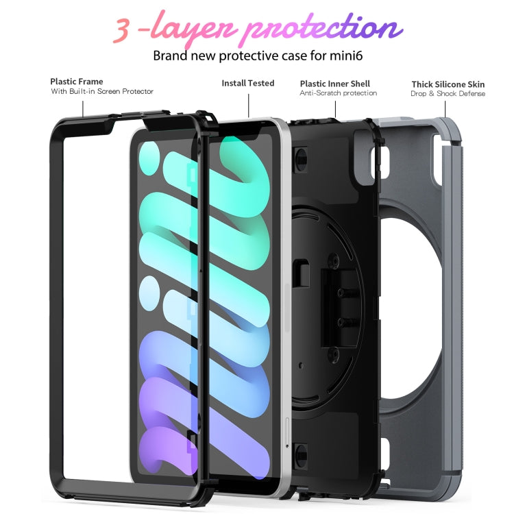 For iPad mini 6 Shockproof TPU + PC Tablet Case with Holder & Pen Slot & Shoulder Strap