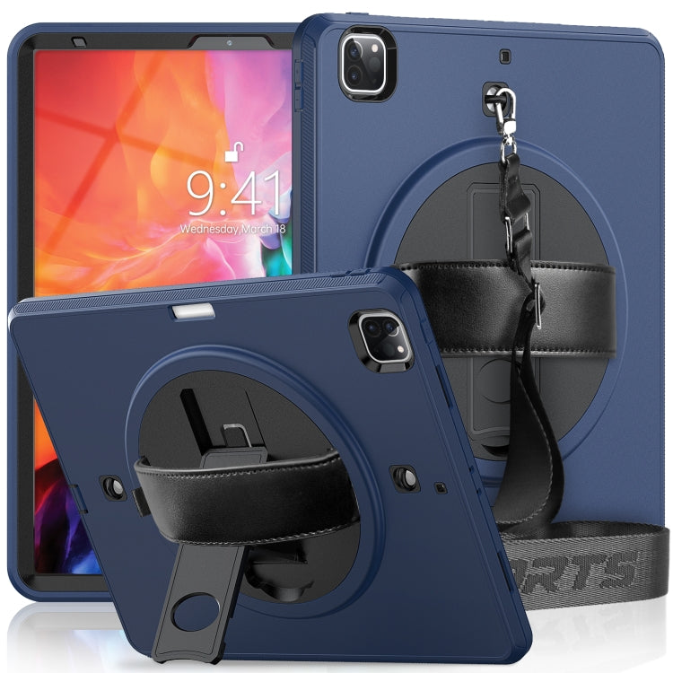 For iPad Pro 12.9 2022 / 2021 / 2020 / 2018 Shockproof TPU + PC Tablet Case with Holder & Pen Slot & Shoulder Strap
