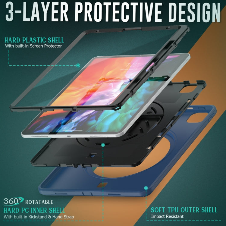 For iPad Pro 12.9 2022 / 2021 / 2020 / 2018 Shockproof TPU + PC Tablet Case with Holder & Pen Slot & Shoulder Strap