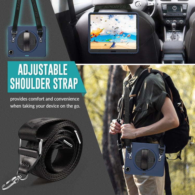For iPad Pro 12.9 2022 / 2021 / 2020 / 2018 Shockproof TPU + PC Tablet Case with Holder & Pen Slot & Shoulder Strap