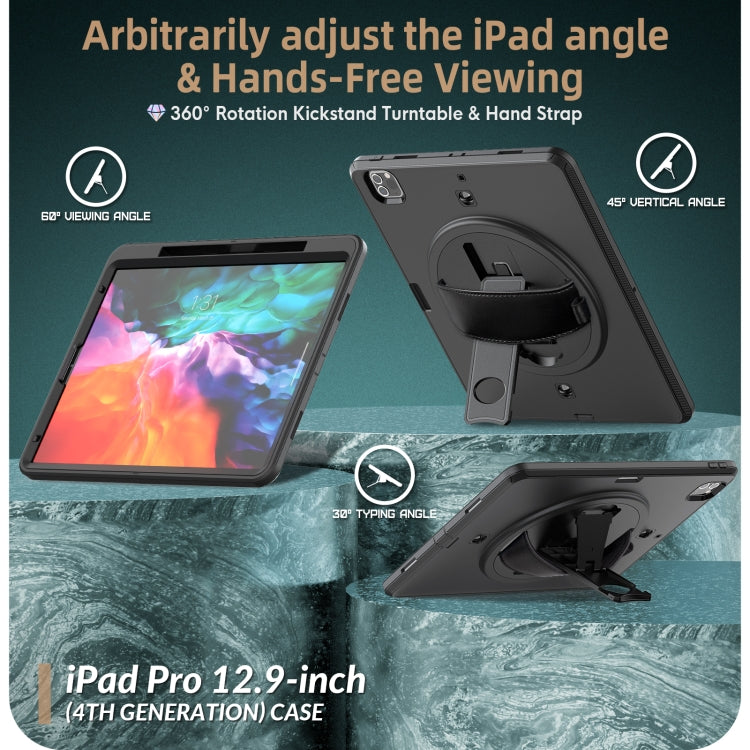 For iPad Pro 12.9 2022 / 2021 / 2020 / 2018 Shockproof TPU + PC Tablet Case with Holder & Pen Slot & Shoulder Strap