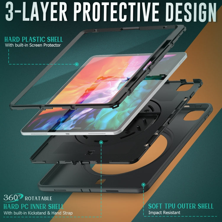 For iPad Pro 12.9 2022 / 2021 / 2020 / 2018 Shockproof TPU + PC Tablet Case with Holder & Pen Slot & Shoulder Strap