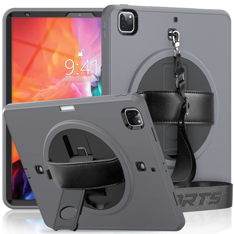 For iPad Pro 12.9 2022 / 2021 / 2020 / 2018 Shockproof TPU + PC Tablet Case with Holder & Pen Slot & Shoulder Strap
