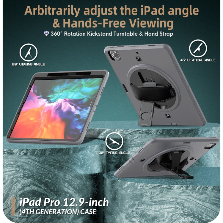 For iPad Pro 12.9 2022 / 2021 / 2020 / 2018 Shockproof TPU + PC Tablet Case with Holder & Pen Slot & Shoulder Strap