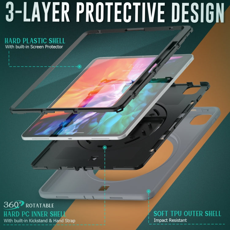 For iPad Pro 12.9 2022 / 2021 / 2020 / 2018 Shockproof TPU + PC Tablet Case with Holder & Pen Slot & Shoulder Strap