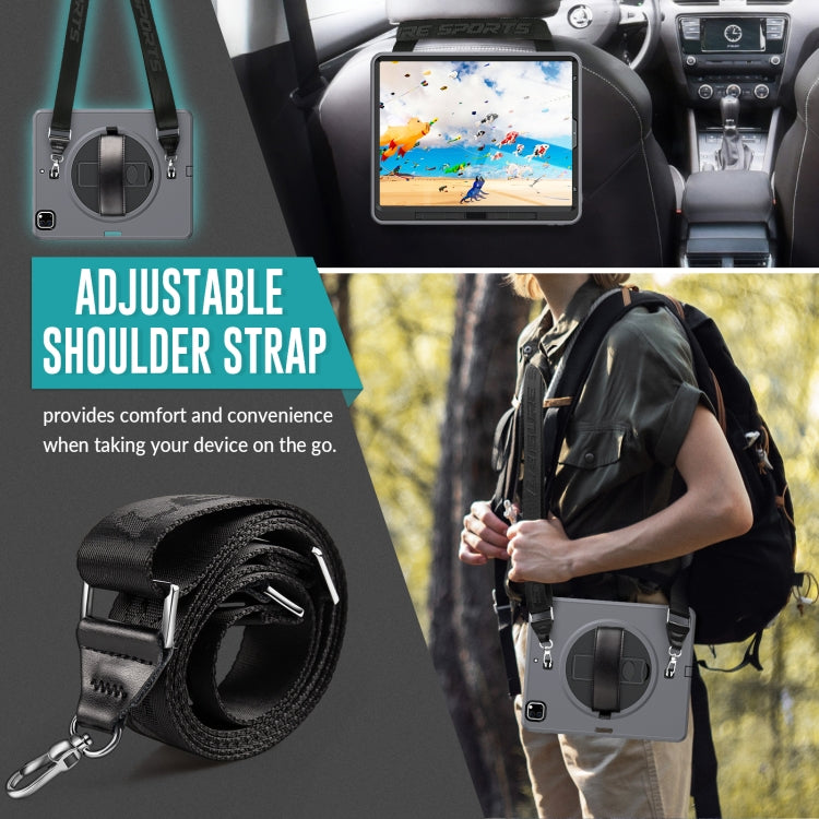 For iPad Pro 12.9 2022 / 2021 / 2020 / 2018 Shockproof TPU + PC Tablet Case with Holder & Pen Slot & Shoulder Strap