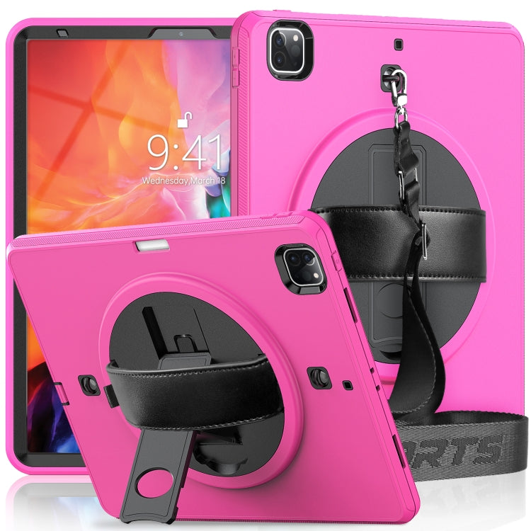 For iPad Pro 12.9 2022 / 2021 / 2020 / 2018 Shockproof TPU + PC Tablet Case with Holder & Pen Slot & Shoulder Strap
