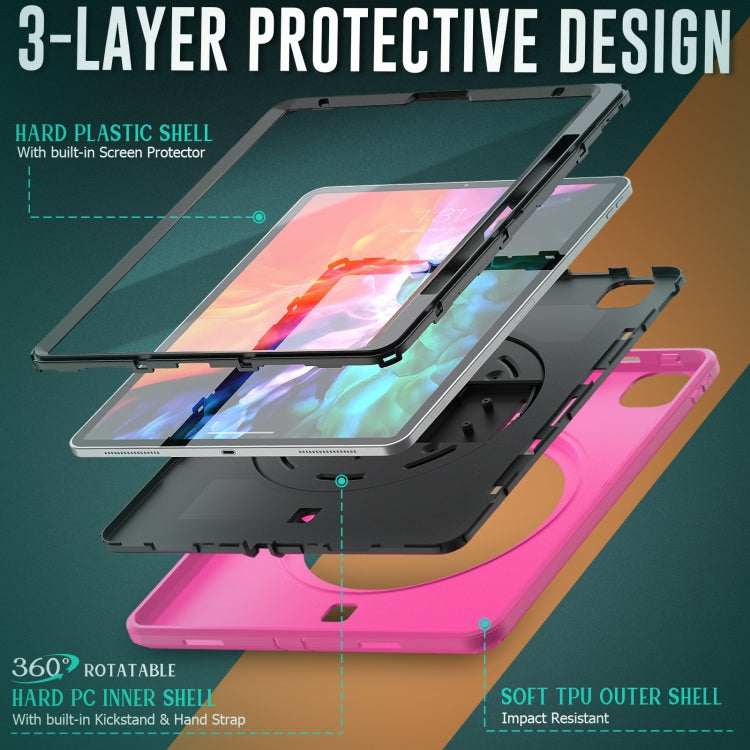 For iPad Pro 12.9 2022 / 2021 / 2020 / 2018 Shockproof TPU + PC Tablet Case with Holder & Pen Slot & Shoulder Strap