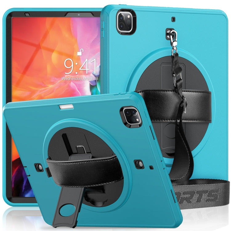 For iPad Pro 12.9 2022 / 2021 / 2020 / 2018 Shockproof TPU + PC Tablet Case with Holder & Pen Slot & Shoulder Strap