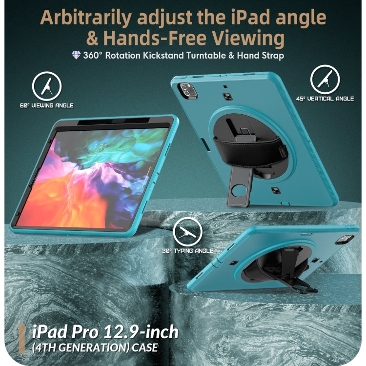 For iPad Pro 12.9 2022 / 2021 / 2020 / 2018 Shockproof TPU + PC Tablet Case with Holder & Pen Slot & Shoulder Strap