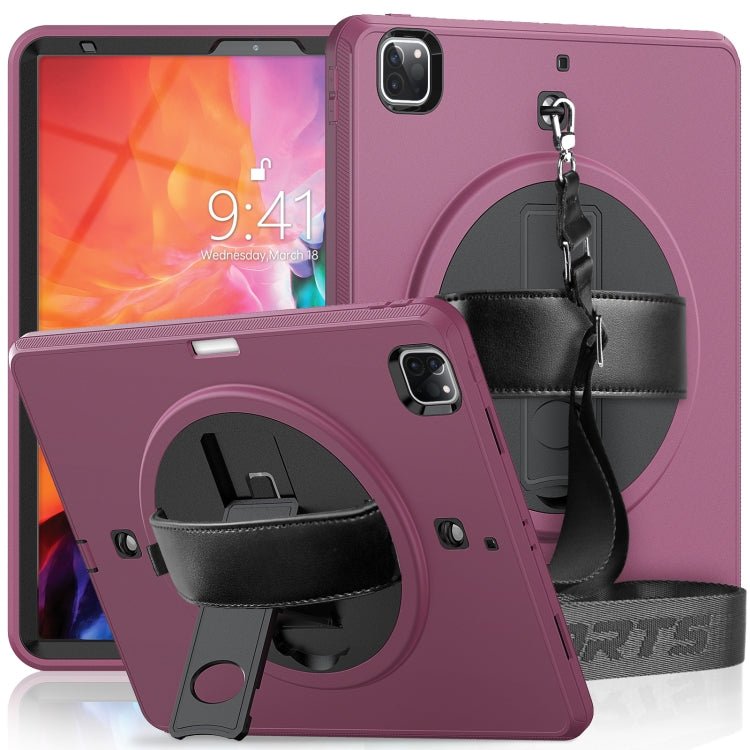 For iPad Pro 12.9 2022 / 2021 / 2020 / 2018 Shockproof TPU + PC Tablet Case with Holder & Pen Slot & Shoulder Strap