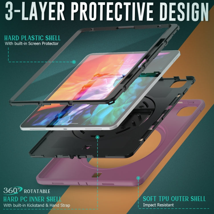For iPad Pro 12.9 2022 / 2021 / 2020 / 2018 Shockproof TPU + PC Tablet Case with Holder & Pen Slot & Shoulder Strap