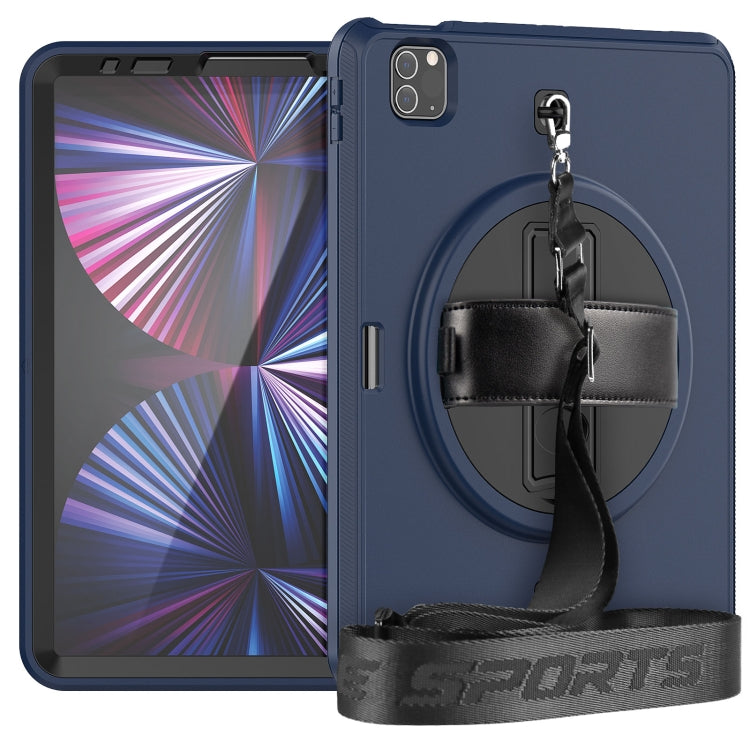 For iPad Pro 11 2022 / 2021 Shockproof TPU + PC Tablet Case with Holder & Pen Slot & Shoulder Strap