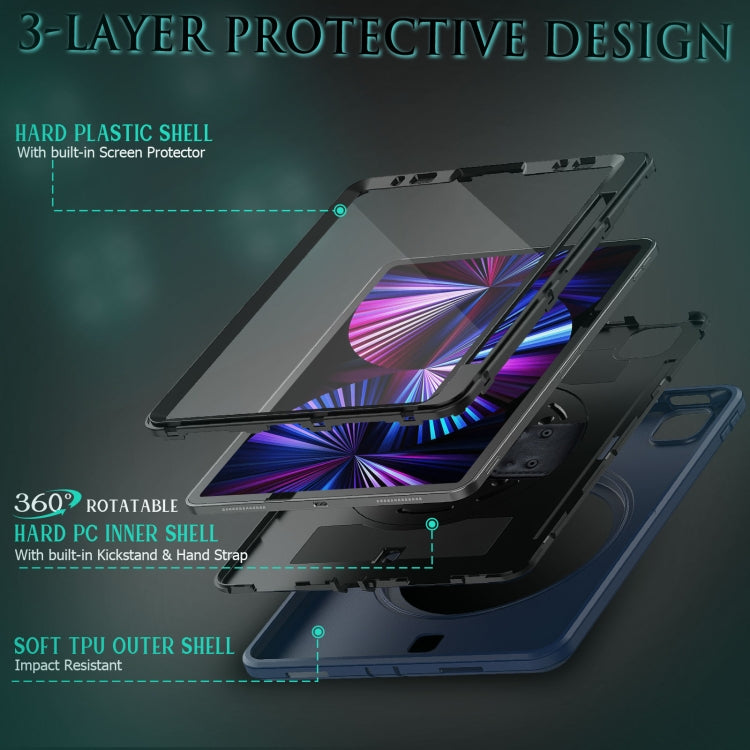 For iPad Pro 11 2022 / 2021 Shockproof TPU + PC Tablet Case with Holder & Pen Slot & Shoulder Strap