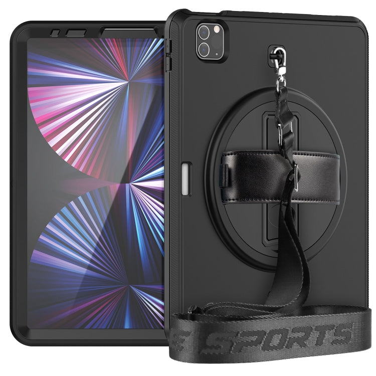For iPad Pro 11 2022 / 2021 Shockproof TPU + PC Tablet Case with Holder & Pen Slot & Shoulder Strap