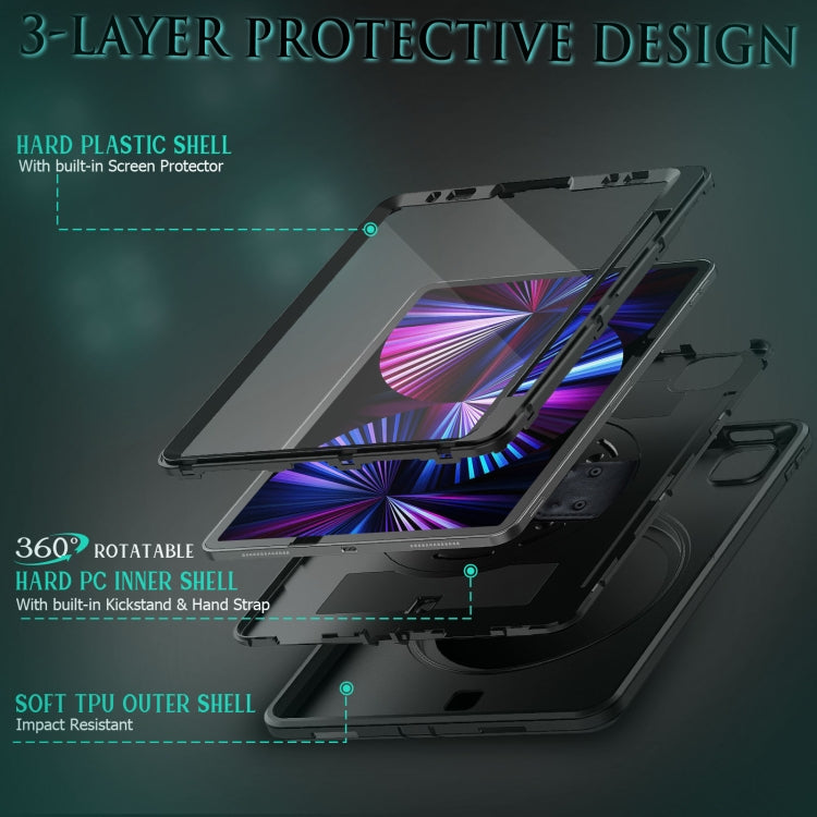 For iPad Pro 11 2022 / 2021 Shockproof TPU + PC Tablet Case with Holder & Pen Slot & Shoulder Strap