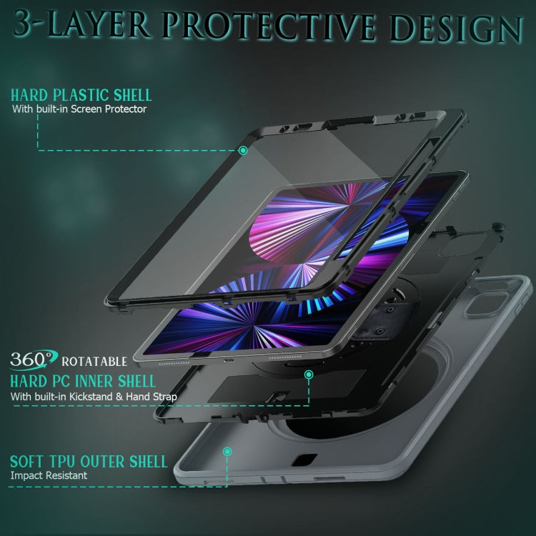 For iPad Pro 11 2022 / 2021 Shockproof TPU + PC Tablet Case with Holder & Pen Slot & Shoulder Strap