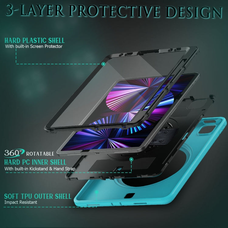 For iPad Pro 11 2022 / 2021 Shockproof TPU + PC Tablet Case with Holder & Pen Slot & Shoulder Strap