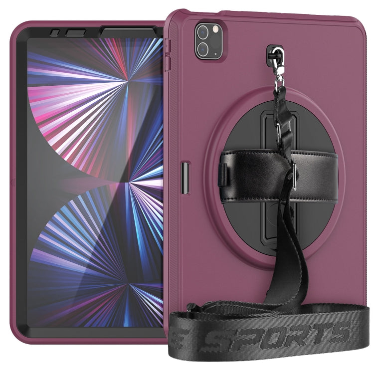 For iPad Pro 11 2022 / 2021 Shockproof TPU + PC Tablet Case with Holder & Pen Slot & Shoulder Strap