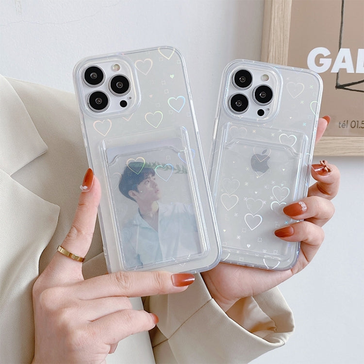 For iPhone 13 Pro Max Laser Love-heart TPU Phone Case