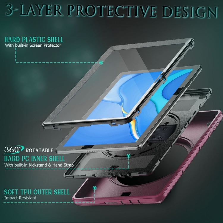 For Huawei Matepad T 10 / T 10S Shockproof TPU + PC Tablet Case with Holder & Pen Slot & Shoulder Strap