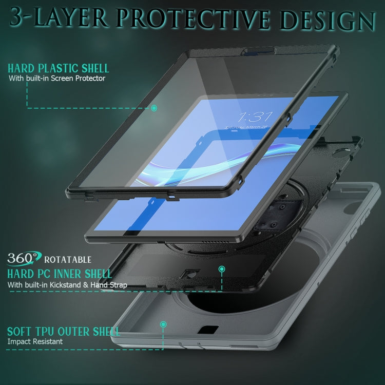 For Lenovo Tab M10 Plus X606F Shockproof TPU + PC Tablet Case with Holder & Pen Slot & Shoulder Strap