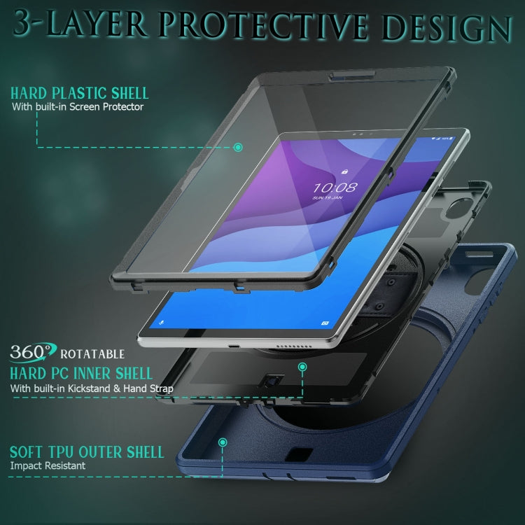 For Lenovo Tab M10 TB-306X Shockproof TPU + PC Tablet Case with Holder & Pen Slot & Shoulder Strap