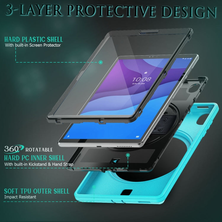 For Lenovo Tab M10 TB-306X Shockproof TPU + PC Tablet Case with Holder & Pen Slot & Shoulder Strap