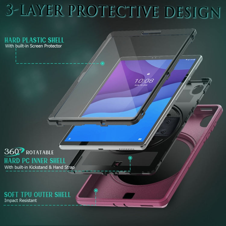 For Lenovo Tab M10 TB-306X Shockproof TPU + PC Tablet Case with Holder & Pen Slot & Shoulder Strap