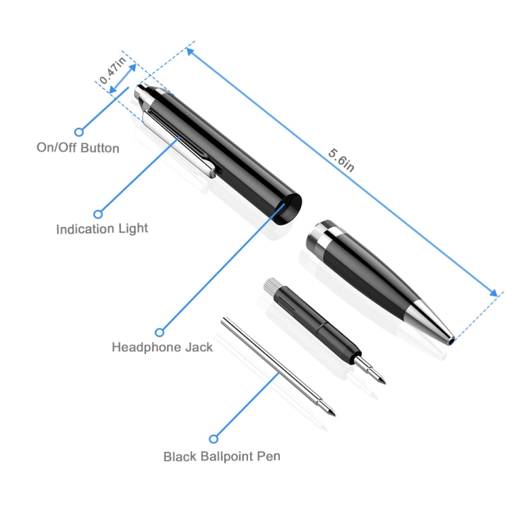 Q90 Intelligent HD Digital Noise Reduction Recording Pen, Capacity:16GB(Black)