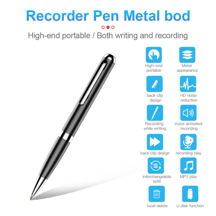 Q96 Intelligent HD Digital Noise Reduction Recording Pen, Capacity:128GB(Black)