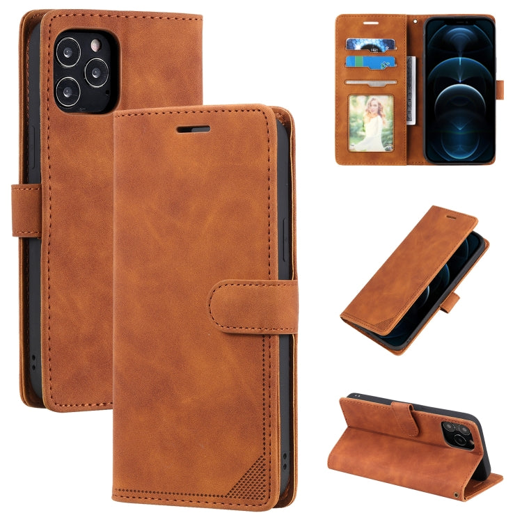 For iPhone 12 Pro Max Skin Feel Anti-theft Brush Horizontal Flip Leather Phone Case