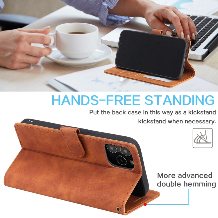 For iPhone 12 Pro Max Skin Feel Anti-theft Brush Horizontal Flip Leather Phone Case