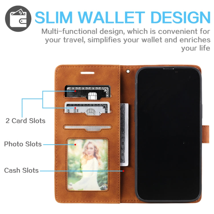 For iPhone 12 Pro Max Skin Feel Anti-theft Brush Horizontal Flip Leather Phone Case
